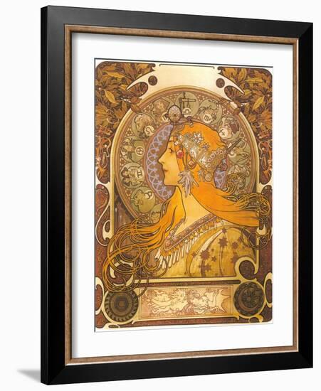 Art Nouveau Zodiac Woman-null-Framed Art Print