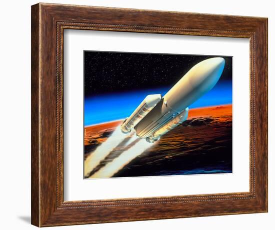 Art of Launch of Ariane 5 Rocket-David Ducros-Framed Premium Photographic Print