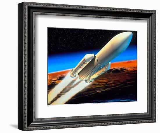 Art of Launch of Ariane 5 Rocket-David Ducros-Framed Premium Photographic Print