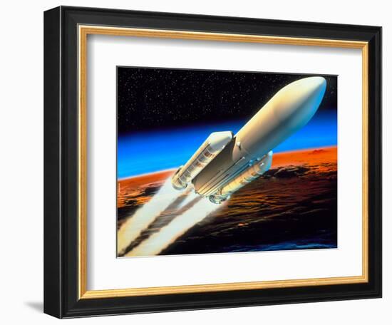 Art of Launch of Ariane 5 Rocket-David Ducros-Framed Premium Photographic Print