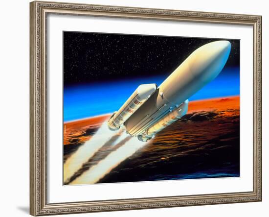 Art of Launch of Ariane 5 Rocket-David Ducros-Framed Photographic Print