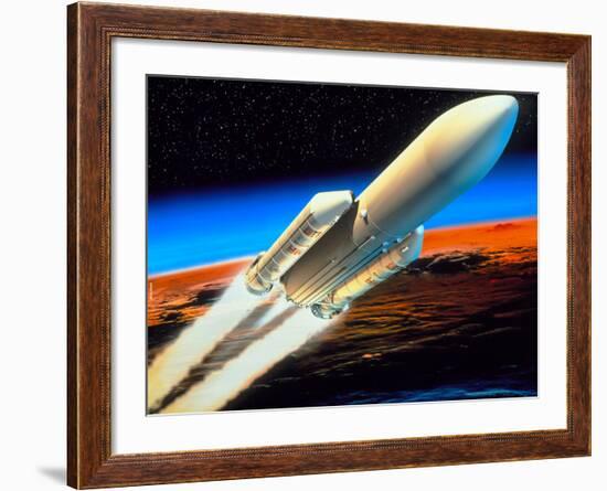 Art of Launch of Ariane 5 Rocket-David Ducros-Framed Photographic Print