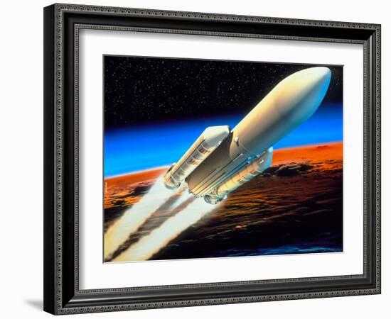 Art of Launch of Ariane 5 Rocket-David Ducros-Framed Photographic Print