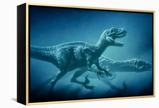 Art of Two Megaraptor Dinosaurs-Joe Tucciarone-Framed Premier Image Canvas