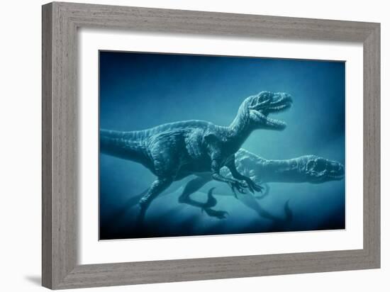 Art of Two Megaraptor Dinosaurs-Joe Tucciarone-Framed Photographic Print