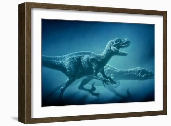 Art of Two Megaraptor Dinosaurs-Joe Tucciarone-Framed Photographic Print