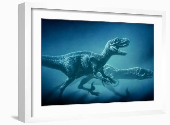 Art of Two Megaraptor Dinosaurs-Joe Tucciarone-Framed Photographic Print