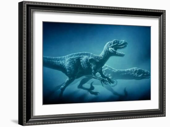 Art of Two Megaraptor Dinosaurs-Joe Tucciarone-Framed Photographic Print