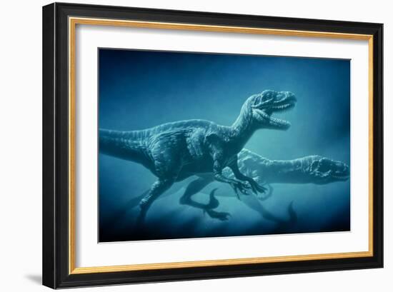 Art of Two Megaraptor Dinosaurs-Joe Tucciarone-Framed Photographic Print