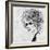 Art Sketched Beautiful Girl Face With Curly Hair And In Profile In Black Graphic-Irina QQQ-Framed Art Print