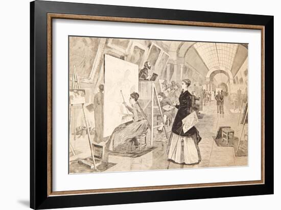 Art Students and Copyists in the Louvre Gallery, Paris, January 11, 1868-Winslow Homer-Framed Giclee Print