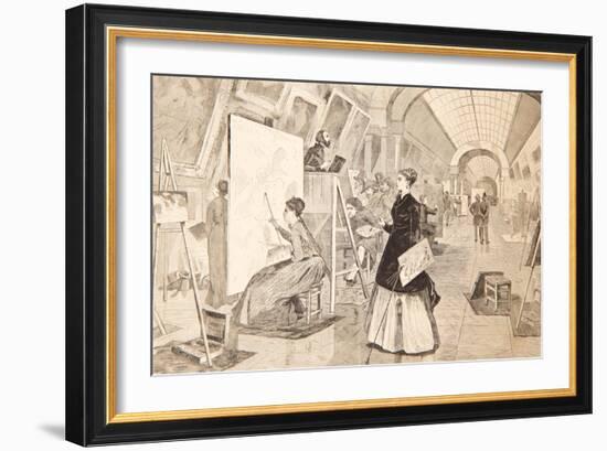 Art Students and Copyists in the Louvre Gallery, Paris, January 11, 1868-Winslow Homer-Framed Giclee Print