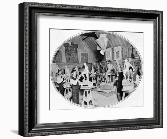 Art students in a sculpture modelling class, London, c1900 (1901)-Unknown-Framed Photographic Print