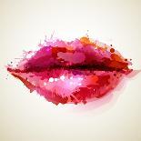 Beautiful Woman Lips Formed by Abstract Triangles-artant-Art Print