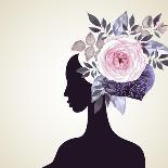 Beautiful Women with Abstract Flower Hair-artant-Art Print