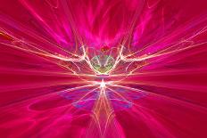 Mysterious Alien Form Magnetic Fields in the Red Sky. Fractal Art Graphics-Artem Volkov-Mounted Photographic Print