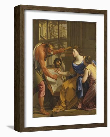 Artemise II (Morte En 351 Avant Jc) Construisant Le Mausolee D'halicarnasse - Artemisia Building Th-Simon Vouet-Framed Giclee Print