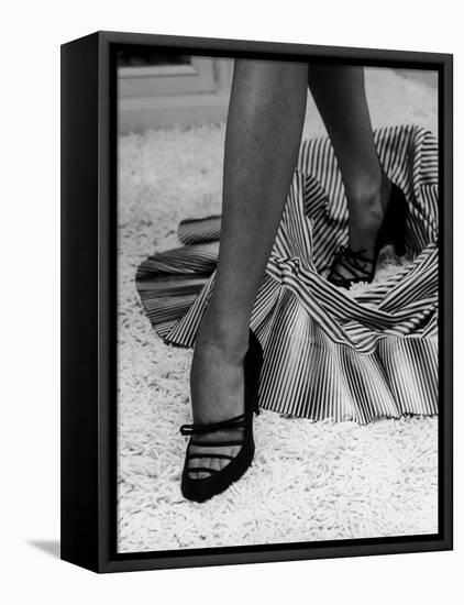 Artful Shot of Model Showing Off a Pair of High Heel Shoes-Nina Leen-Framed Premier Image Canvas