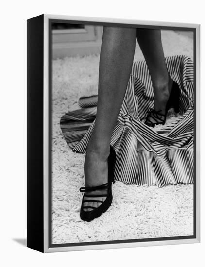 Artful Shot of Model Showing Off a Pair of High Heel Shoes-Nina Leen-Framed Premier Image Canvas