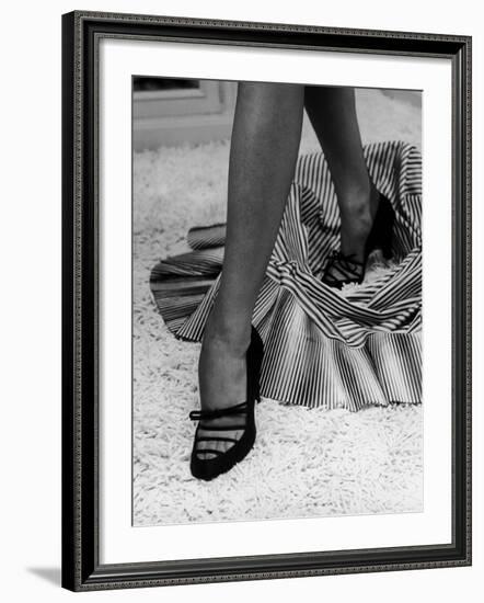 Artful Shot of Model Showing Off a Pair of High Heel Shoes-Nina Leen-Framed Photographic Print