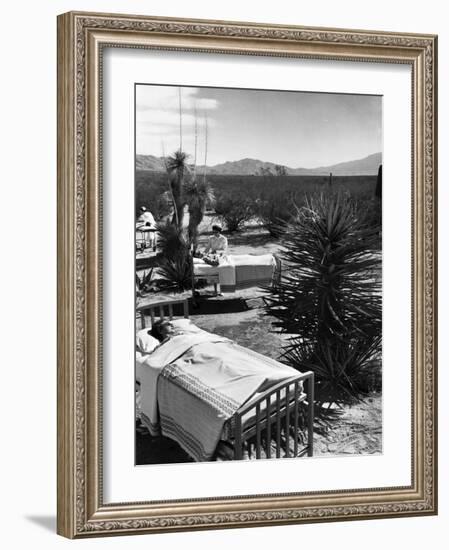 Arthritis Patients Being Tended to by Nurses as They Undergo Sunbathing Treatment at Desert Clinic-Alfred Eisenstaedt-Framed Photographic Print