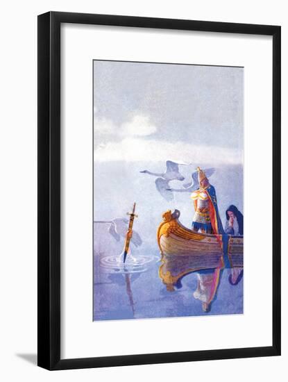 Arthur and Excalibur-Newell Convers Wyeth-Framed Art Print