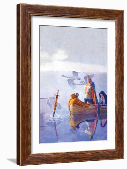 Arthur and Excalibur-Newell Convers Wyeth-Framed Art Print