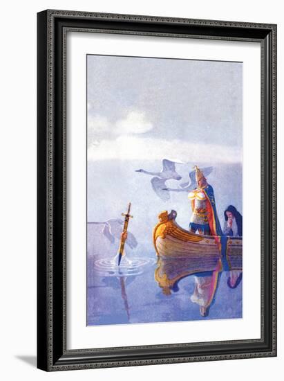 Arthur and Excalibur-Newell Convers Wyeth-Framed Art Print