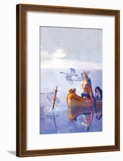 Arthur and Excalibur-Newell Convers Wyeth-Framed Art Print