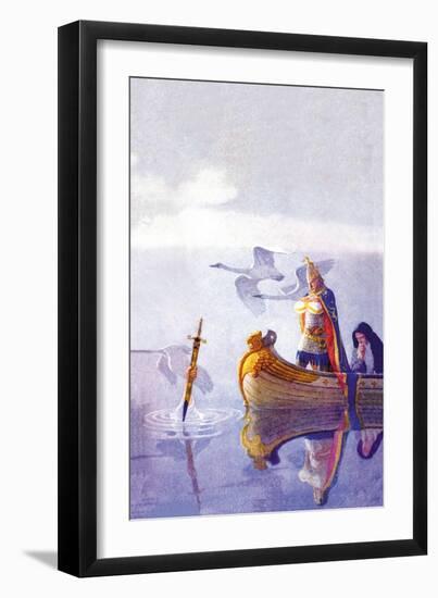 Arthur and Excalibur-Newell Convers Wyeth-Framed Art Print