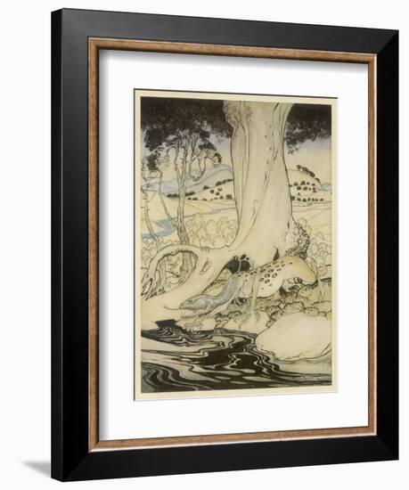 Arthur and Questing Beast-Arthur Rackham-Framed Art Print
