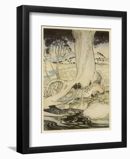 Arthur and Questing Beast-Arthur Rackham-Framed Art Print