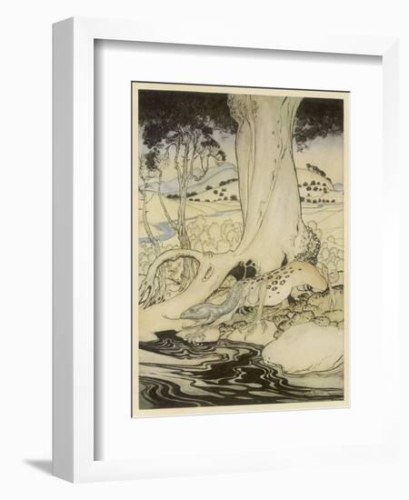 Arthur and Questing Beast-Arthur Rackham-Framed Art Print