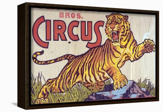 "Arthur Bros. Circus" Poster with Illustration of Roaring Tiger, Circa 1945-null-Framed Giclee Print