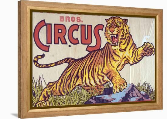 "Arthur Bros. Circus" Poster with Illustration of Roaring Tiger, Circa 1945-null-Framed Premier Image Canvas