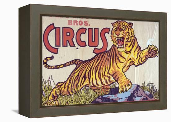 "Arthur Bros. Circus" Poster with Illustration of Roaring Tiger, Circa 1945-null-Framed Premier Image Canvas