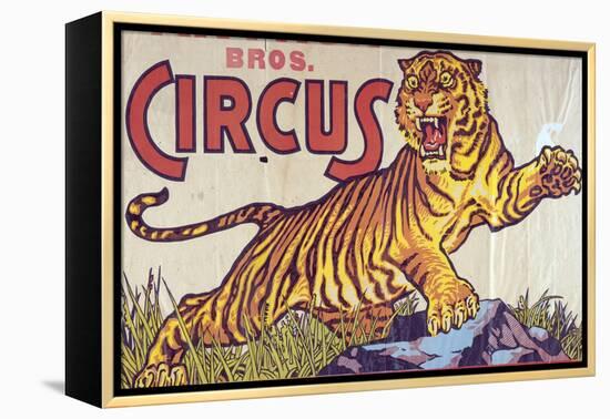 "Arthur Bros. Circus" Poster with Illustration of Roaring Tiger, Circa 1945-null-Framed Premier Image Canvas