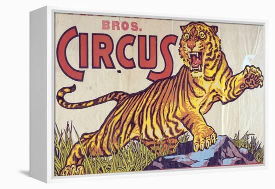 "Arthur Bros. Circus" Poster with Illustration of Roaring Tiger, Circa 1945-null-Framed Premier Image Canvas