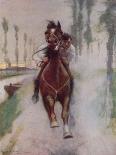 "He Bent over His Horse's Head, Petting and Carressing Him"-Arthur C. Michael-Giclee Print
