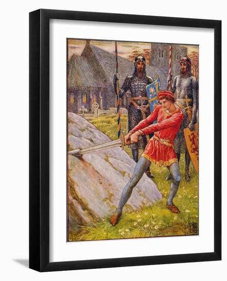 'Arthur Draws the Sword from the Stone', 1911-Walter Crane-Framed Giclee Print