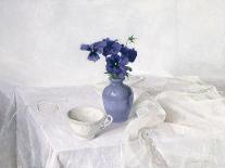 Pansies in a Blue Vase-Arthur Easton-Art Print