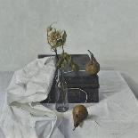 Dried Narcissi with Two Pears-Arthur Easton-Art Print