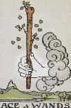 Tarot Card With a White Hand Holding a Large Wand With a Cloud Of Smoke-Arthur Edward Waite-Giclee Print