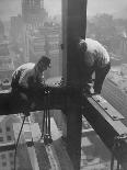 Workmen Attaching Steel Beams High Above Street During Construction of Manhattan Company Building-Arthur Gerlach-Framed Photographic Print