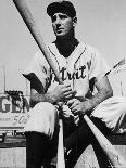 Detroit Baseball Player Hank Greenberg Seated, Holding Bats-Arthur Griffin-Mounted Premium Photographic Print