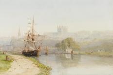 Exeter Canal Below Exeter Cathedral, 1890-1900-Arthur Henry Enock-Framed Premier Image Canvas