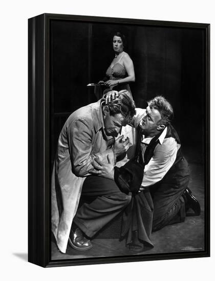 Arthur Kennedy and Lee J. Cobb in Scene from Arthur Miller's Death of a Salesman-W^ Eugene Smith-Framed Premier Image Canvas