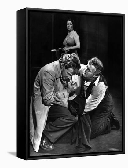 Arthur Kennedy and Lee J. Cobb in Scene from Arthur Miller's Death of a Salesman-W^ Eugene Smith-Framed Premier Image Canvas