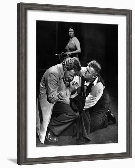 Arthur Kennedy and Lee J. Cobb in Scene from Arthur Miller's Death of a Salesman-W^ Eugene Smith-Framed Premium Photographic Print