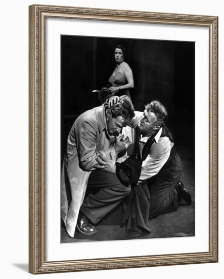 Arthur Kennedy and Lee J. Cobb in Scene from Arthur Miller's Death of a Salesman-W^ Eugene Smith-Framed Premium Photographic Print